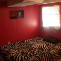 Red bedroom.